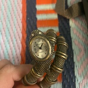 Kenneth Jay Lane Bronze Snake Bracelet Watch